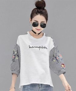 シャツ・ブラウス | シャツ ブラウス レディース パフスリーブ 花柄 刺繍 ストライプ トップス ラウンドネック 韓国風 カジュアル フェミニン トレンド ゆったり ファッション