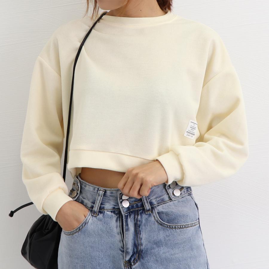 Tシャツ・カットソー | ショート丈スウェット レディース 韓国風