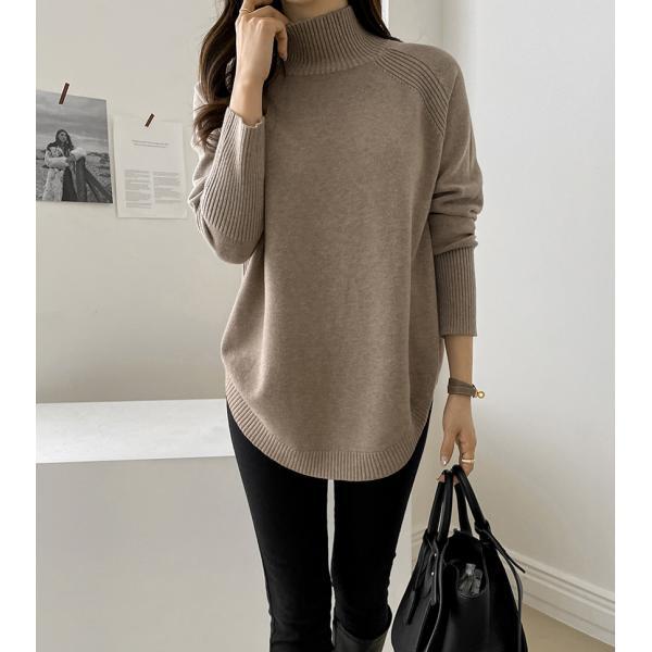 ニット・セーター | ニット レディース 秋冬 厚手 トップス セーター 秋服コーデ 長袖 ブランド裾 不規則 スリット ゆったり ニットセーター 大人 上品 ハイネック 無地 30代