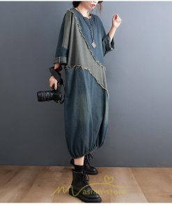 デニムワンピース | デニム ワンピース 春 秋 長袖 レディース カジュアル ひざ下 ミモレ丈 ゆったり 体型カバー ワンピ おしゃれ ワンピース 可愛い 大きいサイズ