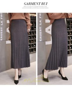 スカート | ニット秋冬 レディース ロングプリーツハイウエスト 大人 30代 ウエストゴム 40代 50代 ストレッチ 無地 エレガント 柔らか
