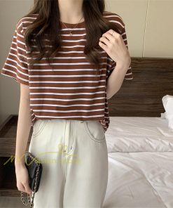 tシャツ・カットソー | Tシャツ レディース 春夏 トップス カットソー 半袖 シャツ ストライプ柄 20代30代40代50代 カジュアル お出かけ 上品 韓国ファッション 着回し 着痩せ 快適