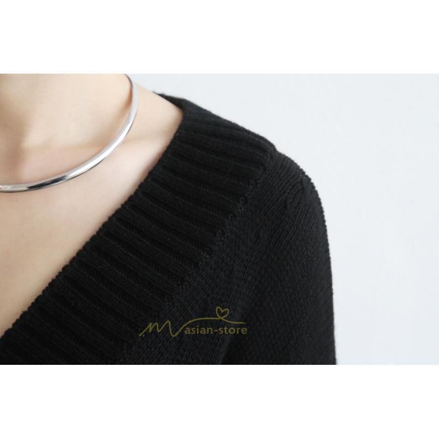 在庫ある | 短納期ロングニットワンピース ロングワンピ カットソー 長袖 トップス Vネック ゆったりセーターニット 体型カバー 通学通勤 OL ストレートニットワンピ