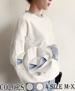 パーカー | レディーストレーナー カワイイ ショート丈 グレー 切り替え 春物 トップス 長袖Tシャツ パフスリーブ 部屋着 ルームウェア