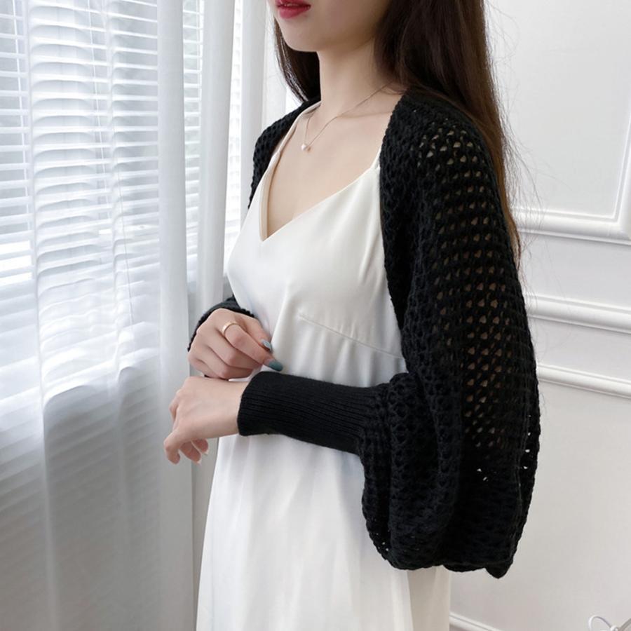 透かし編みトップス | ニットカーディガン レディース ショール