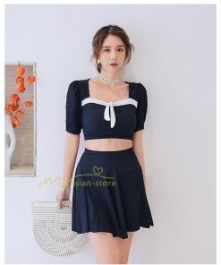 水着 | レディース ワンピース型 体型カバー 温泉2点セット 水着セット セクシー お洒落 可愛い 20代30代40代 無地 セパレート 韓国ファッション 着痩せ