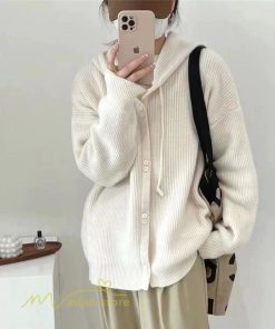 カーディガン | ニットニットパーカー セーター フード付き アウター 羽織り 秋冬 レディース トップス 通学通勤 ゆったり 7色 厚手 ニットアウター 20代40代