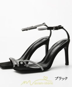 パンプス | ハイヒール サンダル 歩きやすい 美脚 ストラップ 6センチ8センチヒール シンプル レディース 脱げない 黒 リゾート 女性 華奢魅せ 旅行 お出かけ 夏物