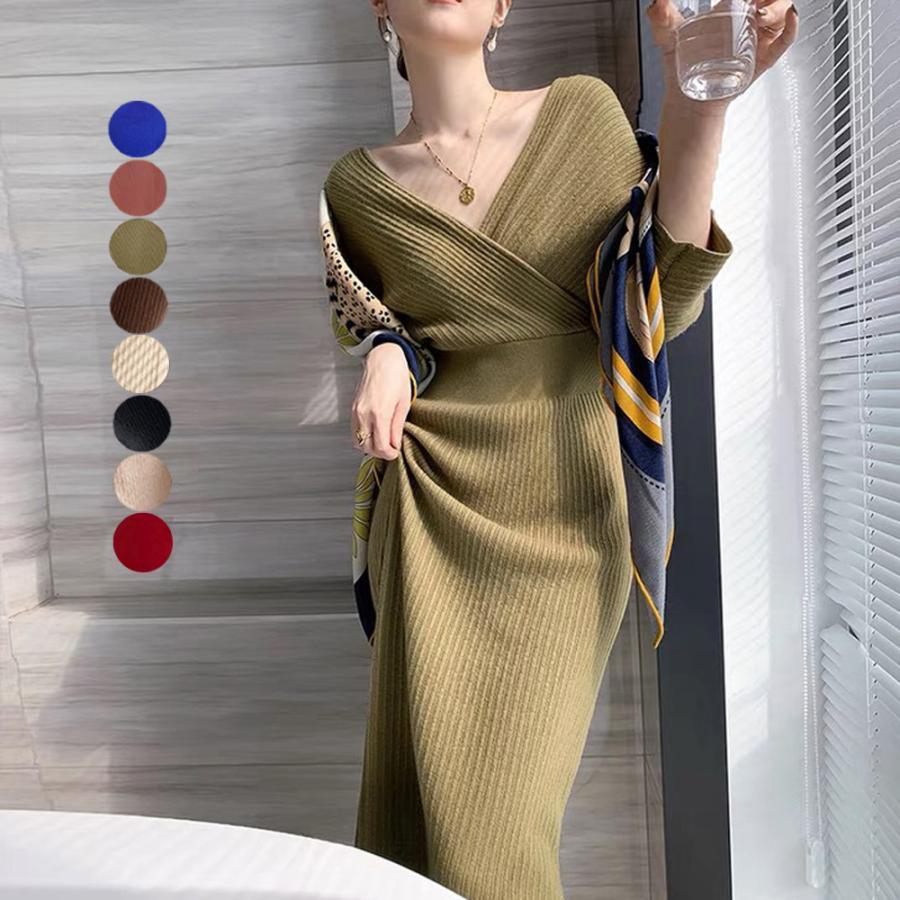 ワンピース | カシュクールニット韓国風