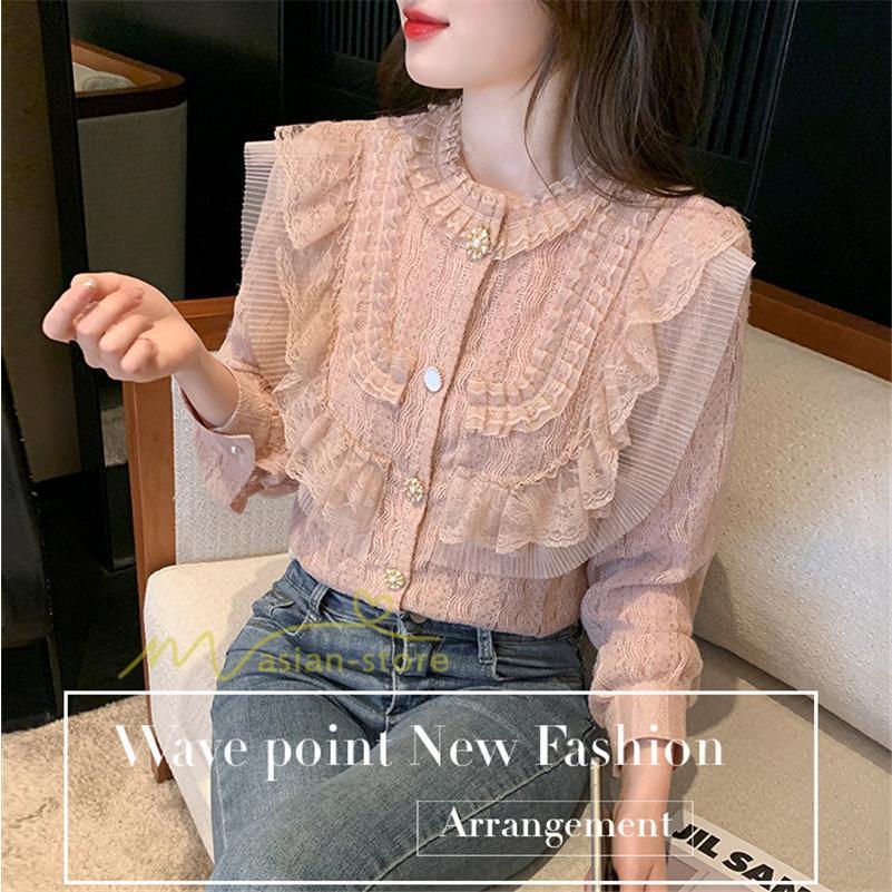 シャツ・ブラウス | ブラウス レディース きれいめ 春秋 40代 30代 長袖 カジュアルブラウス 可愛い おしゃれ 韓国風 通勤 着回し お出かけ エレガント 着痩せ 上品 レースシャツ