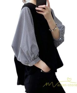 tシャツ・カットソー | 長袖ブラウス レディース Tシャツ 秋物 切替ブラウス 切替Tシャツ トップス 七分袖 長袖 夏秋物 ドッキングTシャツ 20代30代 長袖Tシャツ ドッキングブラウス