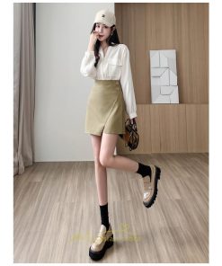 スカート | ミニレザータイト レディース スリット ハイウエスト 大人 タイトフェイクレザー 上品秋冬 韓国ファッション