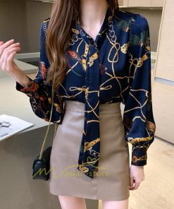 シャツ・ブラウス | ブラウス レディース 長袖ブラウス 秋服 オフィスブラウス リボンネック オシャレブラウス プリントトップス 韓国風 上品 大人 ゆったりシャツ40代 通勤OL 夏物
