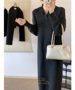 ニットワンピース | ワンピース 春 春服 レディース 長袖 ゆったり vネック 着痩せ 可愛い おしゃれ 大人フェミニン 女子会 通勤 デート お出かけ 秋冬