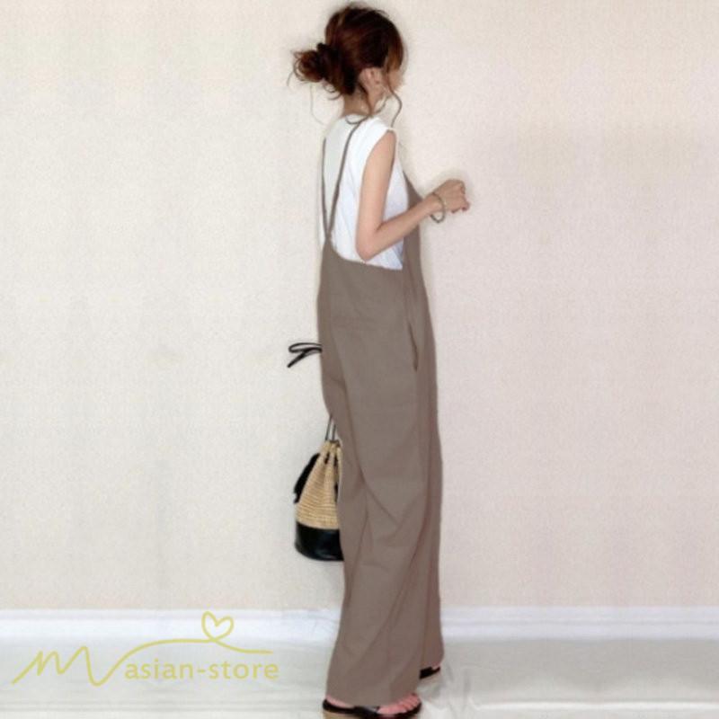 オーバーオール サロペット | オールインワン レディース サロペット シンプル つなぎ きれいめ パンツ 20代 30代 無地 可愛い ロングパンツ 上品 かわいい 5色展開 フリーサイズ シンプル