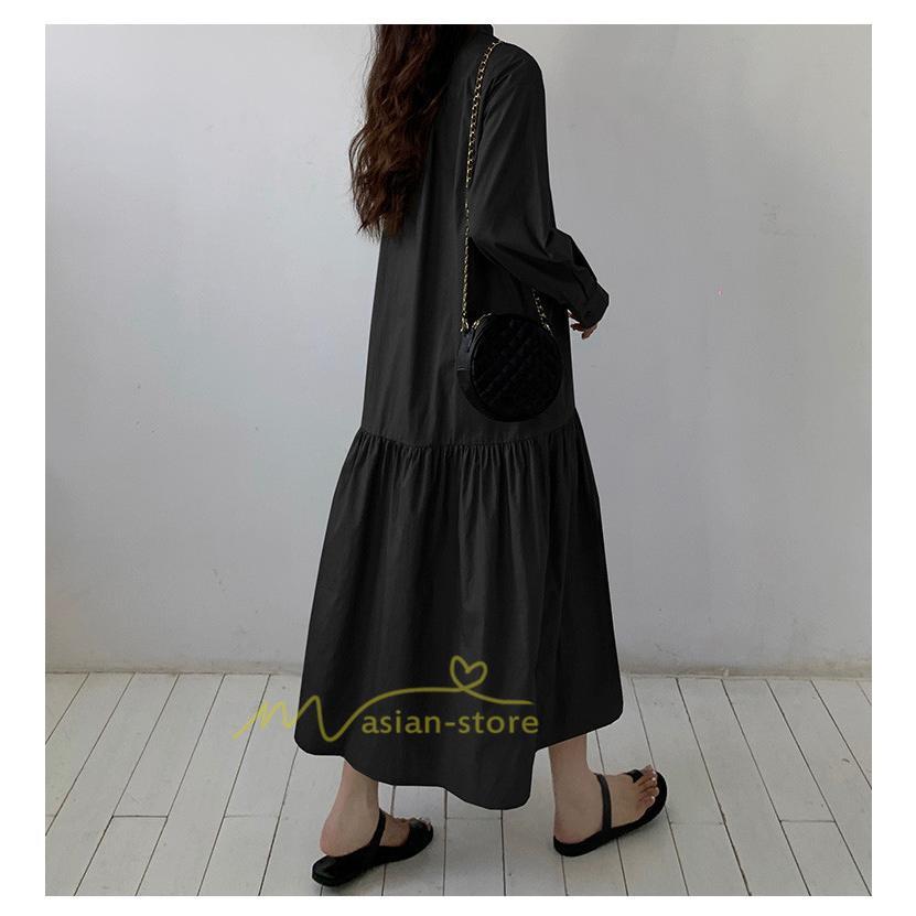 マキシ | シャツワンピース ワンピース 秋 春 レディース ロングワンピース 長袖 ロング丈 マキシ丈 体型カバー 無地 ゆったり 着痩せ 30代 40代 カジュアル 50代 夏物