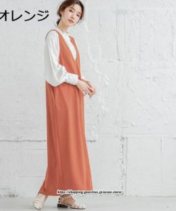 マキシ | ワンピース レディース ロングワンピース ノースリーブ 無地 ゆったり Vネック  スリット カジュアル レトロ風 キレイめ 40代 30代 20代 50代　 オシャレ