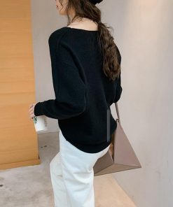 ニット・セーター | ボタン飾り 秋冬 無地 ニットトップス レディース 長袖 ニットセーター シンプルニット プルオーバー きれいめ Vネック