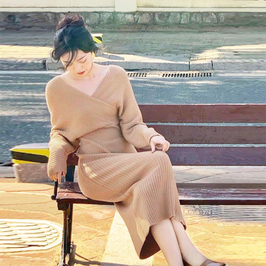 ワンピース | カシュクールニット韓国風