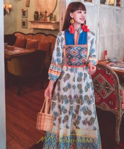 マキシ | ワンピース ロングワンピース マキシ丈 ロング丈 文芸風 長袖 ゆったり エスニック風 民族風 体型カバー フレア フェミニン 可愛い 着痩せ ナチュラル おしゃれ