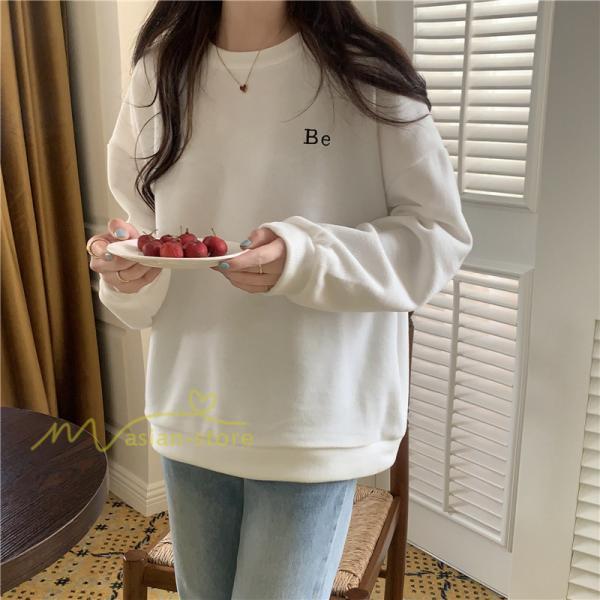 パーカー | トレーナー 長袖 刺繍 レディース スウェット 長袖トレーナー シンプル 20代 30代 フリーサイズ 7色 カジュアル ゆったり コーデ 秋冬 大人 50代 40代