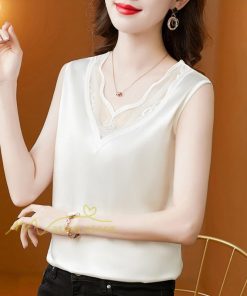 キャミソール タンクトップ | レディース トップス タンクトップ ノースリーブ 無地 『襟元レースデザインタンク』 20代30代40代50代 カジュアル お出かけ 上品 快適 カシュクール インナー