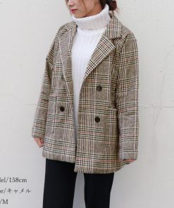 トレンチコート | レディース ラシャコート 暖かいアウター ゆったり テーラードジャケット冬物 通勤通学 グレンチェック 中綿入り チェックコート