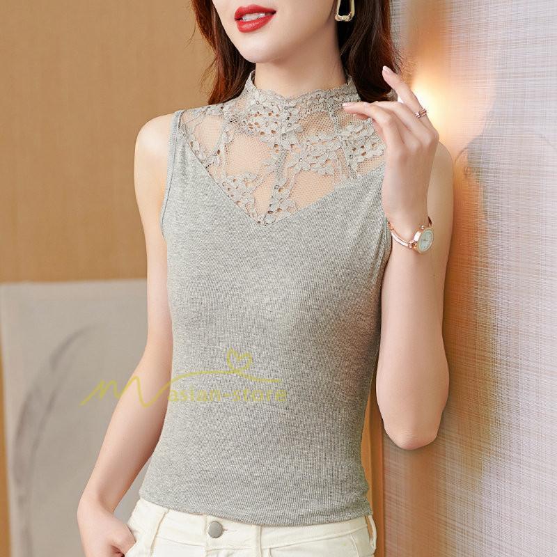 キャミソール タンクトップ | タンクトップ レディース おしゃれ 夏 ノースリーブ カットソー レース付き 20代30代40代50代 ママ インナー カジュアル カシュクール お出かけ 快適 着痩せ