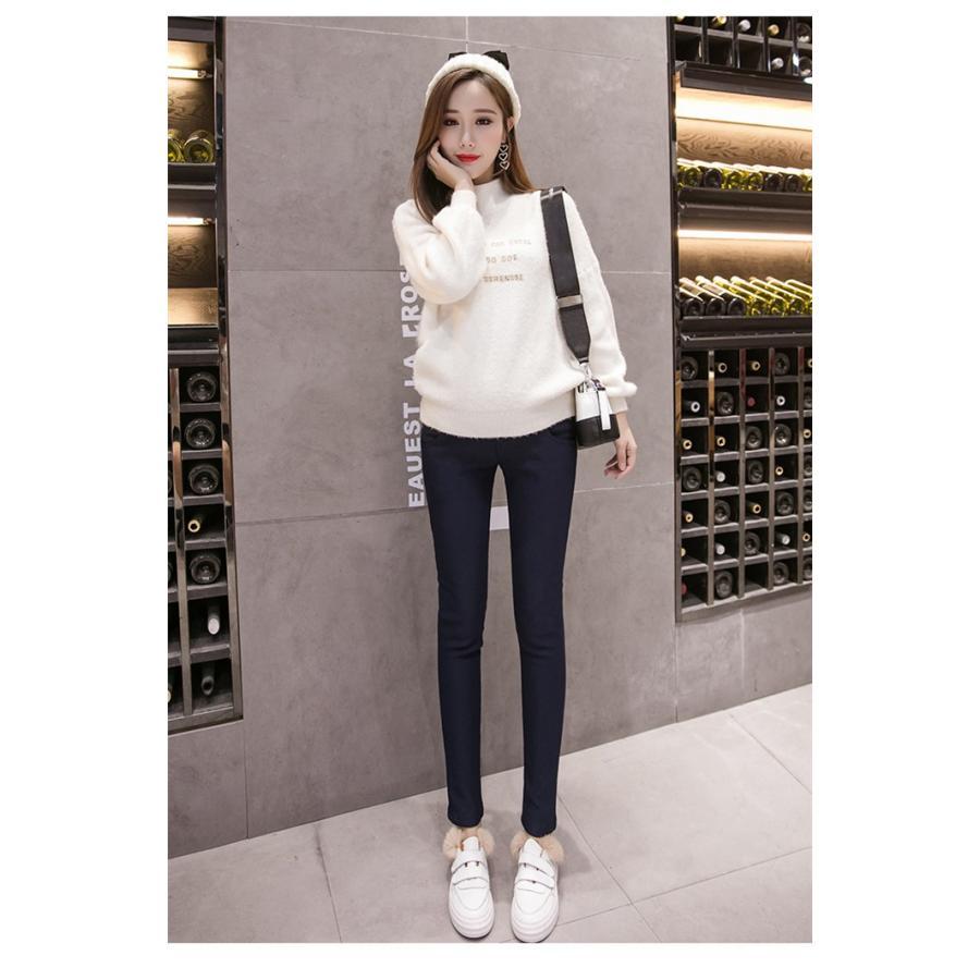 マタニティ | 短納期マタニティデニムパンツ ストレッチパンツ ロングパンツ ボアパンツ 裏起毛 保温 あたっか XXXLまで 妊婦服 調整できる ウエストゴム マタニティウェア