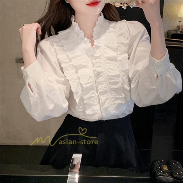 シャツ・ブラウス | ブラウス レディース 長袖 フォーマル 白 オフィス 無地 シャツ ビジネス フリル おしゃれ 入学式 卒業式 上品 お出かけ 面接 カジュアル 20代30代40代 きれいめ