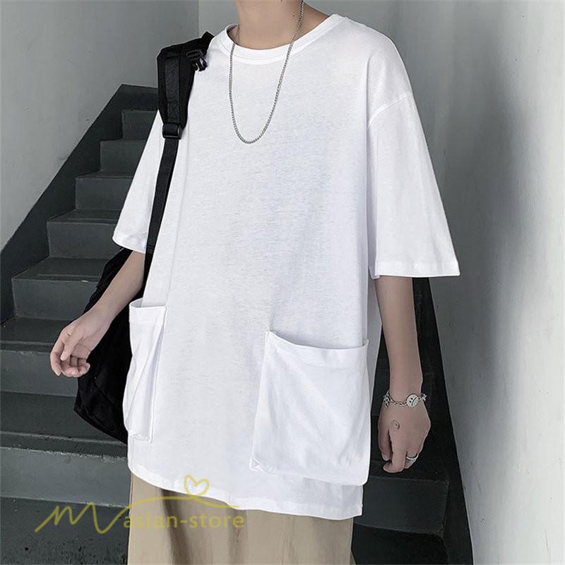 Tシャツ | メンズ 無地 カットソー 半袖 クルーネック カジュアル ポケット 半袖大きいサイズ 着回し 夏新作 サマー ルームウェア ゆったり トップス
