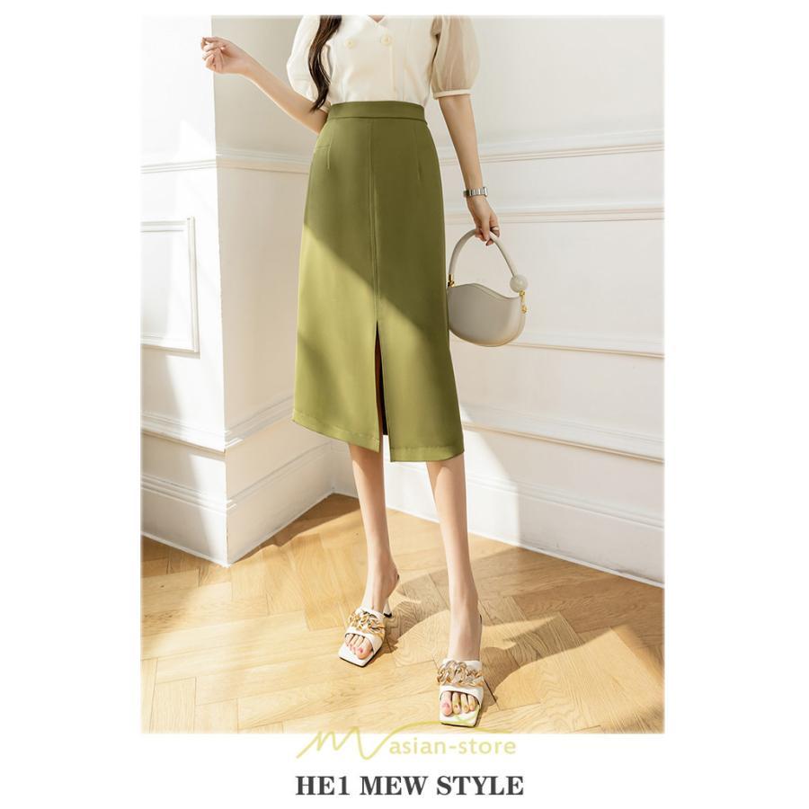 スカート | ボトムス 膝下 スリット ひざ下 Aライン ウエストゴム 楽 大人 きれいめ 20代 30代 40代 サイドチャック 通勤 上品 ビジネス オフィス