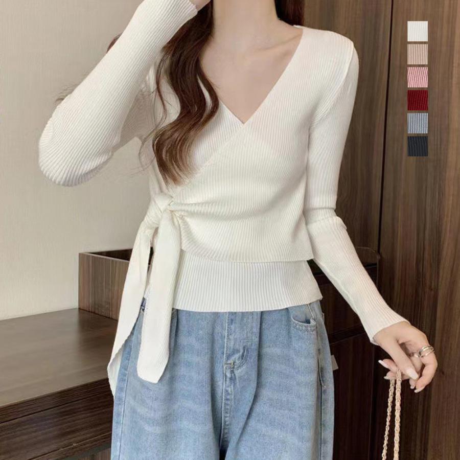 ニット・セーター | カシュクールリブニットトップス 大人秋服