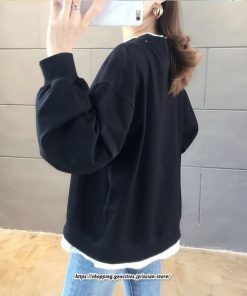 パーカー | 送料無料 重ね着 トレーナー レディース レイヤード フェイクレイヤード カットソー スウェット アルファベット刺繍 体型カバー トップス 長袖