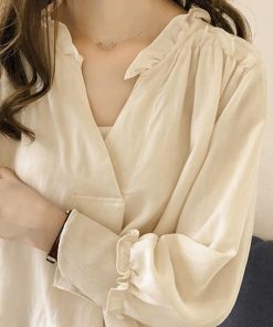 シャツ・ブラウス | 大人 夏 トップス ブラウス オフィス シャツブラウス 長袖 春 フォーマル おしゃれ Vネックブラウス ゆったり レディース