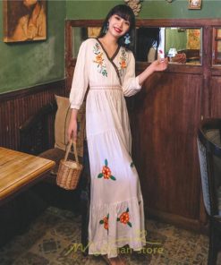 マキシ | ワンピース レディース 長袖 きれいめ ロング丈 マキシ丈 大人 リラックス 花柄 Aライン 着痩せ ハイウエスト リゾート 旅行 Vネック 体型カバー フェミニン