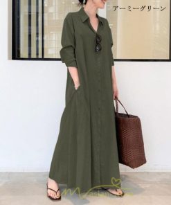 マキシ | ワンピース レディース 春 秋 長袖 ロングワンピース スカート マキシ丈 秋冬 通勤着 可愛い ゆったり 体型カバー カジュアル 綿麻 50代 40代 30代 20代