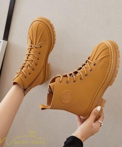 ショートブーツ | レディース ブーティー 太ヒール ブーツ ショートヒール カジュアル レースアップ 厚底 コスプレ靴 編み上げブーツ 歩きやすい 厚底ブーツ