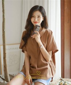シャツ・ブラウス | ブラウス トップス 半袖 レディース 韓国風 2022新作 体型カバー シャツ 20代 30代 40代 50代 60代 大人 無地 可愛い ゆったり 夏 春 夏服 おしゃれ