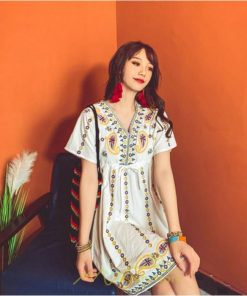 ミニ丈 | ワンピース ミニワンピース 膝上 レディース 夏 綿麻 きれいめ カジュアル 膝丈 Aライン おしゃれ 大人 可愛い セクシー Vネック 緑 赤 半袖 白 新作 上品