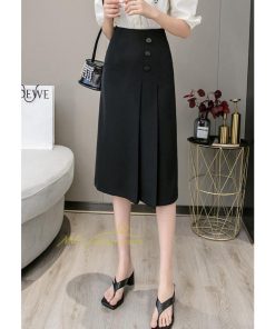 スカート | タイトボタン 膝下 ミディアム丈 ミモレ丈 キレイめ プリーツ通勤通学 ビジネス OL オフィス 春夏秋 2022新作 20代30代40代 着回し 無地人気