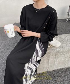 マキシ | ドッキングワンピース 秋 レディース 長袖ワンピース ロングワンピース 切り替えワンピース フェイク レイヤード風 お呼ばれワンピース ゆったり 大きいサイズ