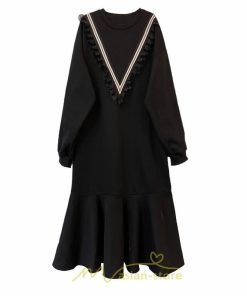 マキシ | スウェットワンピース 秋冬 レディース ロングワンピース ロングスウェット 裾切り替え 長袖ワンピース 30代60代 ゆったり 大人40代 黒ワンピース 大きいサイズ