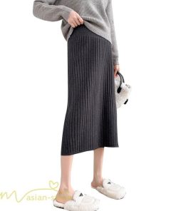 スカート | マタニティ秋 冬 レディース ニット妊婦服 産前 産後 着痩せ 裾口スリット 上品 マタニティウェア きれいめ ウエスト調整 コーデ