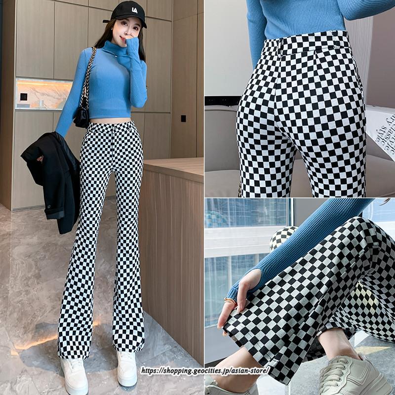 チノ・テーパード・ジョガー・スキニーパン | パンツ レディース フレアパンツ チェック柄 トレンド カジュアル ハイウエスト スキニーパンツ トレンド かわいい 楽ちん お出かけ 送料無料 デート おしゃれ