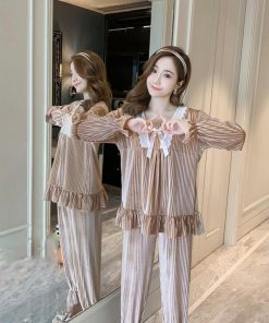 セットアップ | 部屋着 可愛い レディース パジャマ ベロア 長袖秋冬 寝巻き ゆったり ルームウェア ナイトウェア 上下セット