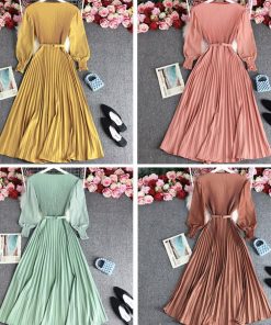 ドレス | プリーツ ワンピース ウエストマーク上品