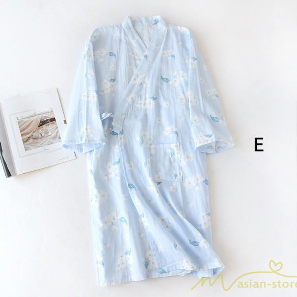 パジャマ ルームウェア | ルームウェア ネグリジェ パジャマ レディース ダブルガーゼ 綿100% ワンピース 長袖 ロング 春 夏 秋 薄手浴衣 バスローブ 花柄 おしゃれ かわいい 寝巻き