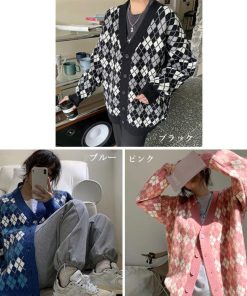 ニット・セーター | アーガイルカーディガン Vネック 長袖