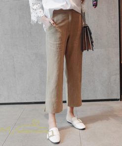 ワイドパンツ | パンツ レディース ロング丈 コットン 麻混 カジュアル 無地 40代 50代 リネン 夏 秋 カジュアル ロングパンツ 大きいサイズ 30代 20代 3色 上品